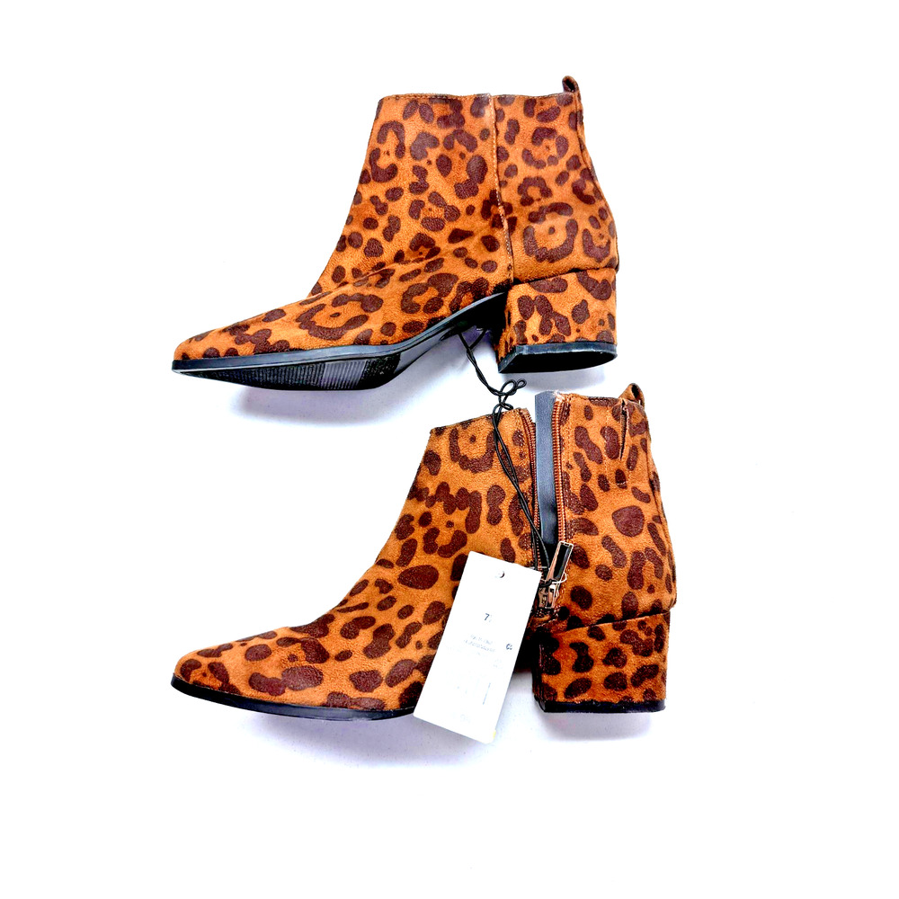 A New Day Valerie Women's Ankle Boots Size 7.5 NWT Leopard Print Microsuede New